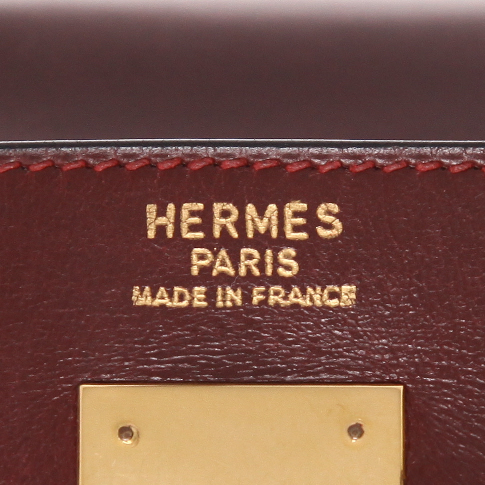 Borsa Hermès  Kelly 32 cm in pelle box bordeaux - Detail D2