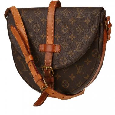 Bolso bandolera Louis Vuitton  Chantilly modelo grande  en lona Monogram marrón y cuero natural