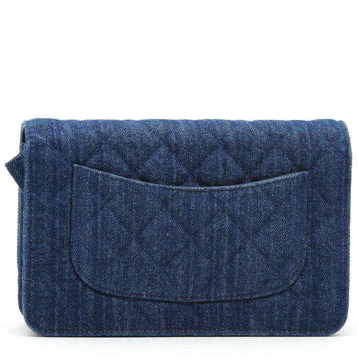 Bolso bandolera Chanel  Wallet on Chain en denim azul - Detail D8