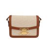 Celine  Triomphe Teen shoulder bag  in beige canvas  and brown leather - 360 thumbnail
