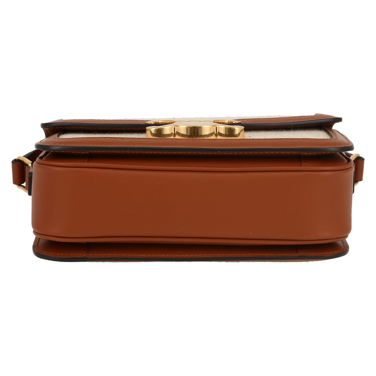 Sac bandoulière Celine  Triomphe Teen en toile beige et cuir marron - Detail D1