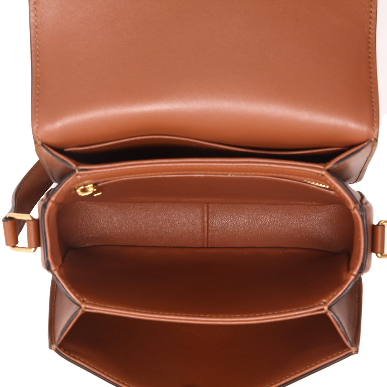 Sac bandoulière Celine  Triomphe Teen en toile beige et cuir marron - Detail D3