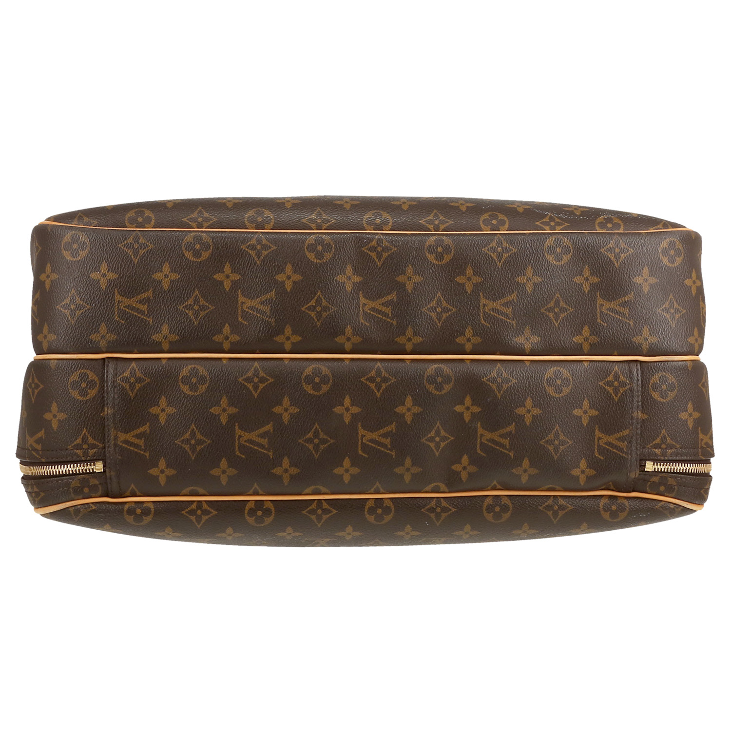 Bolsa de viaje Louis Vuitton  Alize en lona Monogram marrón y cuero natural - Detail D1