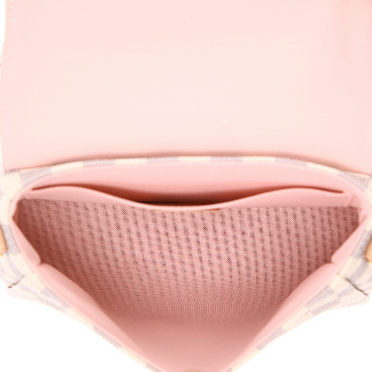 Borsa Louis Vuitton  Croisette in tela a scacchi azzurro e pelle naturale - Detail D3