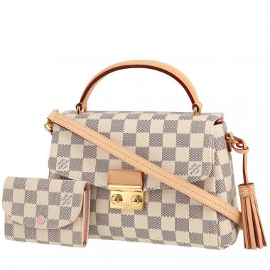 Sac à main Louis Vuitton  Croisette en toile damier azur et cuir naturel