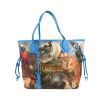 Louis Vuitton  Neverfull medium model  shopping bag  multicolor  canvas  and blue leather - 360 thumbnail