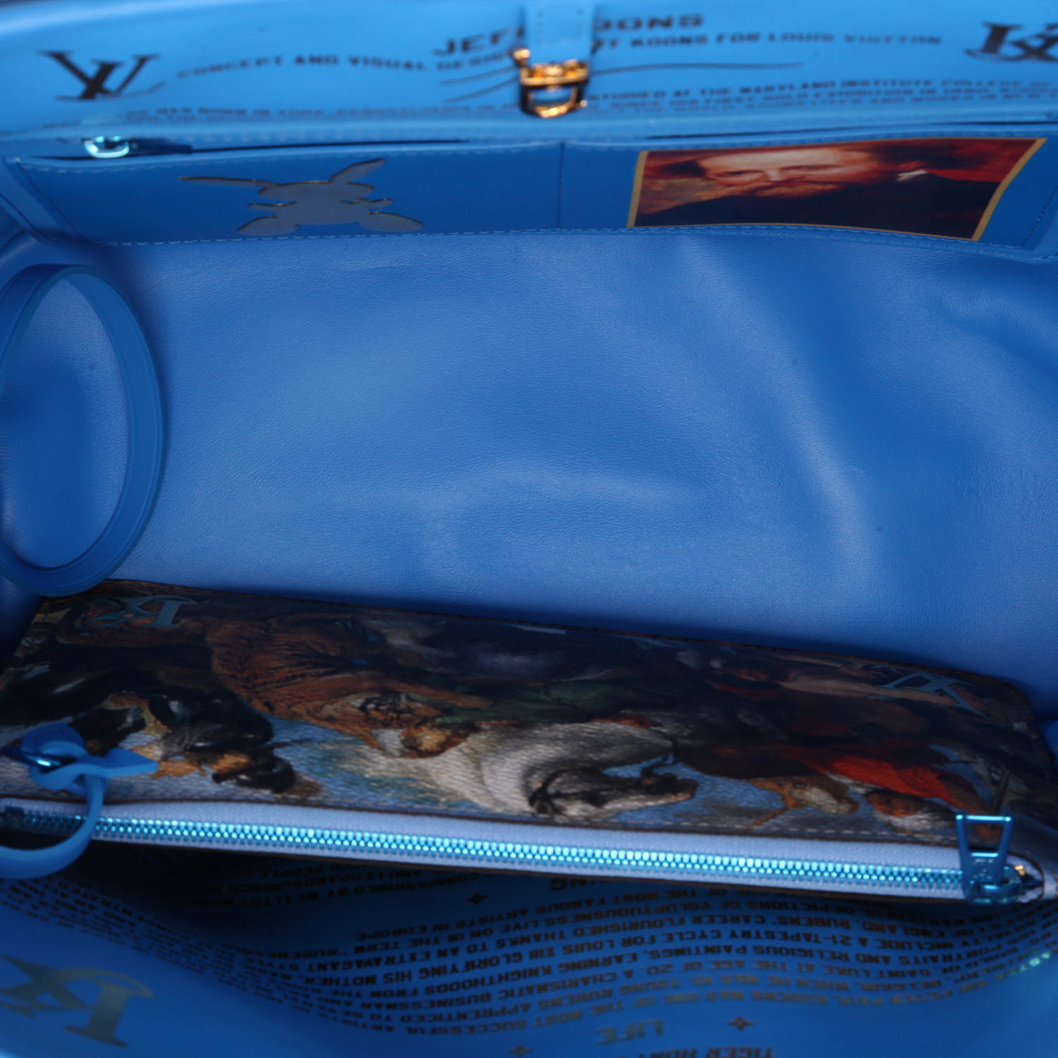 Bolso Cabás Louis Vuitton  Neverfull modelo mediano  en lona multicolor y cuero azul - Detail D3