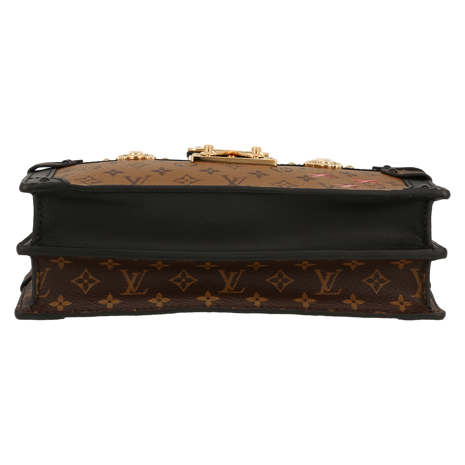 Borsa a tracolla Louis Vuitton  Petite Malle Souple in tela monogram marrone e pelle nera - Detail D1