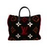 Sac cabas Louis Vuitton  Onthego en mouton retourné noir et rouge et cuir noir - 360 thumbnail