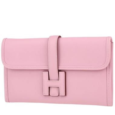 Bolsito de mano Hermès  Jige en cuero swift Rose Bubblegum
