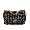 Chanel  19 shoulder bag  in black and grey tweed - 360 thumbnail