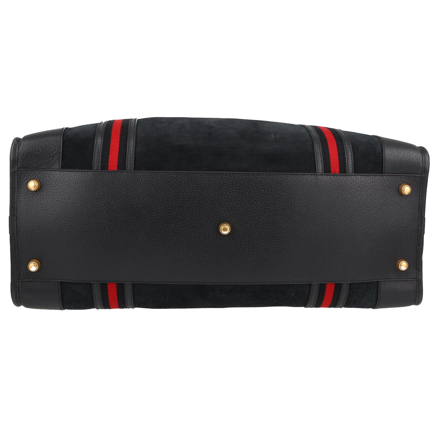 Sac de week end Gucci en velours et cuir bleu-marine - Detail D4