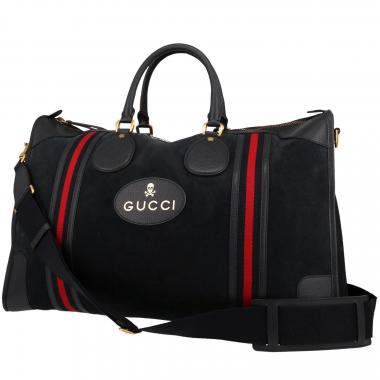 Sac de week end Gucci   en velours et cuir bleu-marine