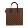 Shopping bag Louis Vuitton  Sac Plat in tela a scacchi ebana e pelle lucida marrone - 360 thumbnail