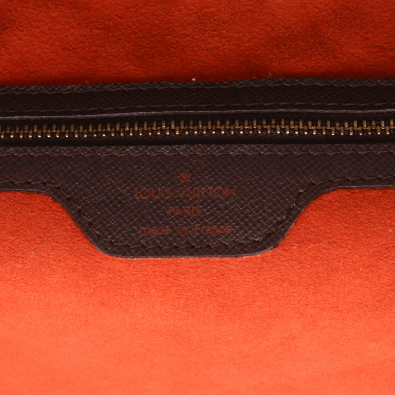 Sac cabas Louis Vuitton  Sac Plat en toile damier ébène et cuir glacé marron - Detail D2