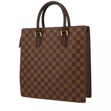 Bolso Cabás Louis Vuitton  Sac Plat en lona a cuadros ébano y cuero esmaltado marrón