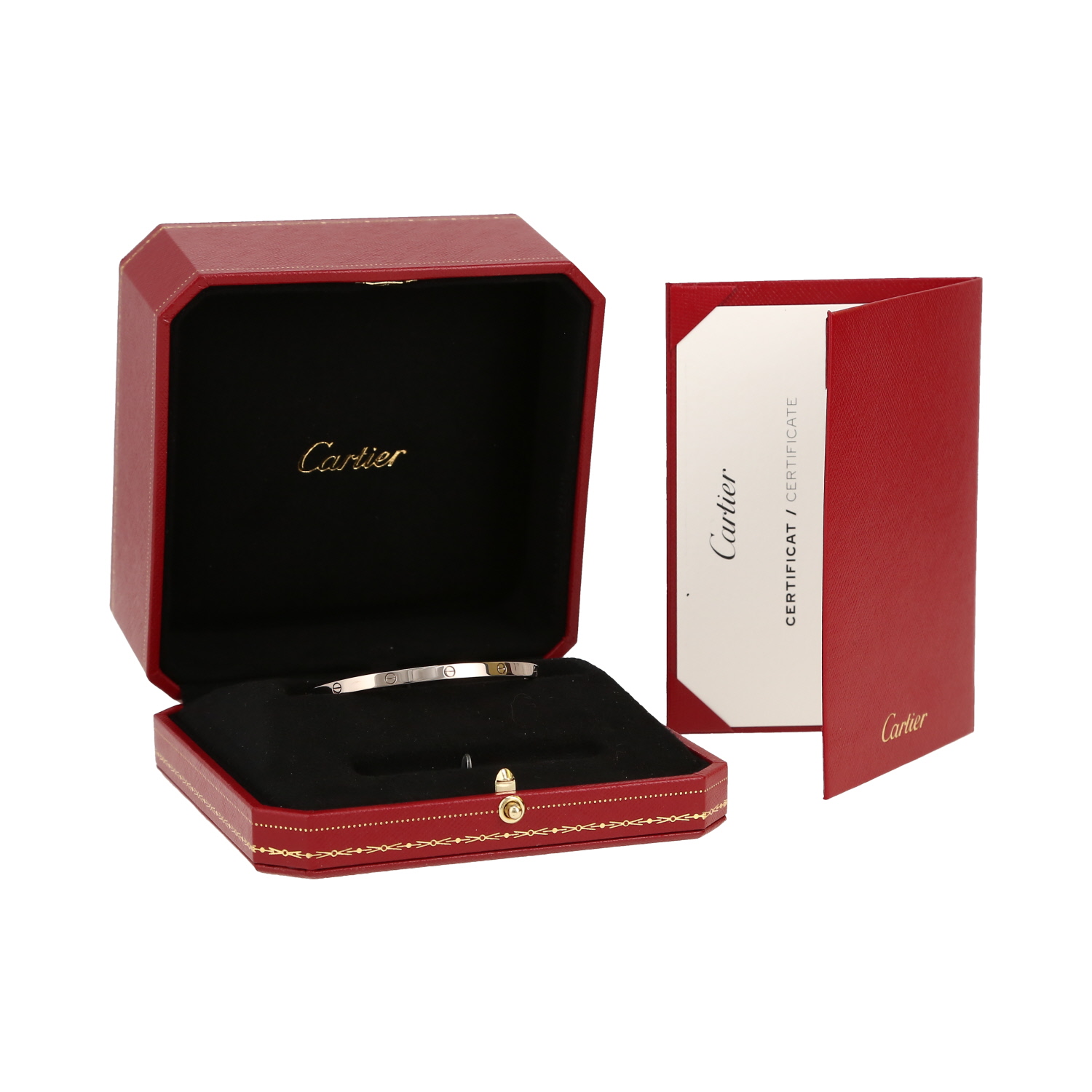 Bracelet Cartier Love petit modèle en or blanc, taille 17 - Detail D2