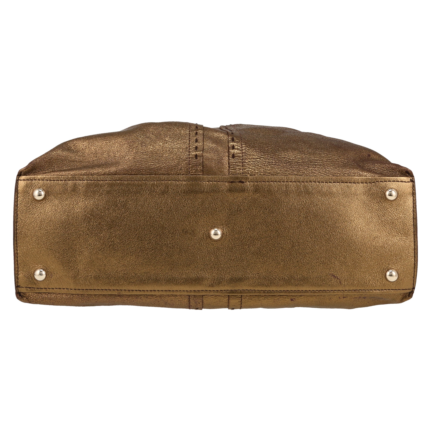 Sac à main Saint Laurent  Reversible en cuir irisé doré et cuir marron - Detail D1