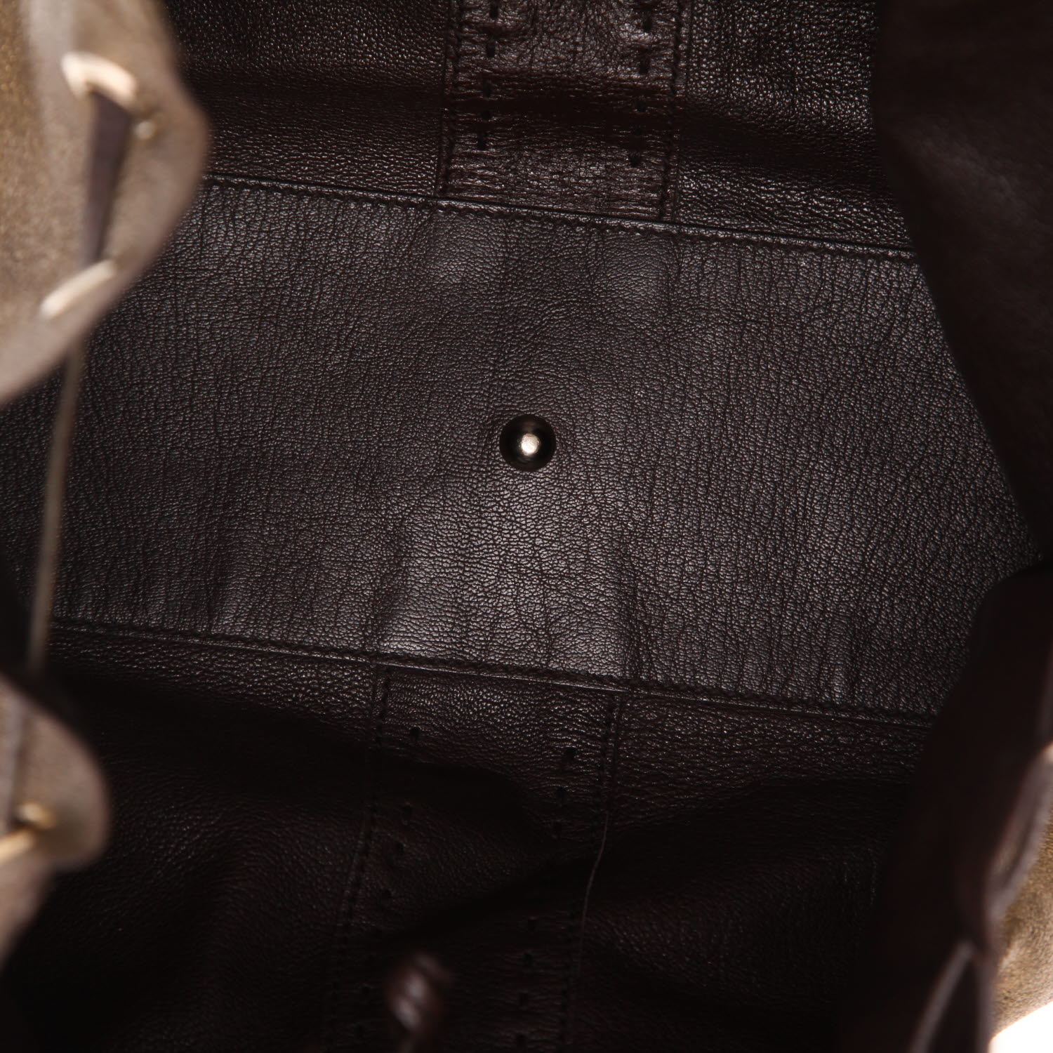 Bolso de mano Saint Laurent  Reversible en cuero irisado dorado y cuero marrón - Detail D3