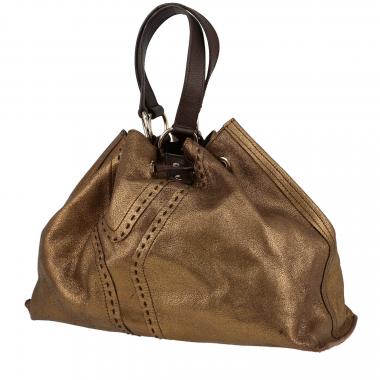 Borsa Saint Laurent  Reversible in pelle iridescente dorata e pelle marrone