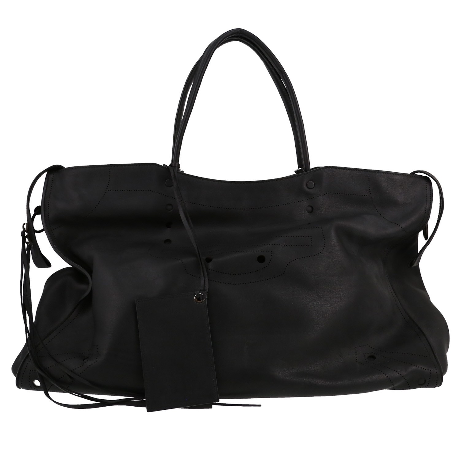 Bolso de fin de semana Balenciaga  Blackout city en cuero negro - Detail D1