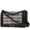 Chanel  Boy shoulder bag  in black leather  and grey pearl - 00pp thumbnail