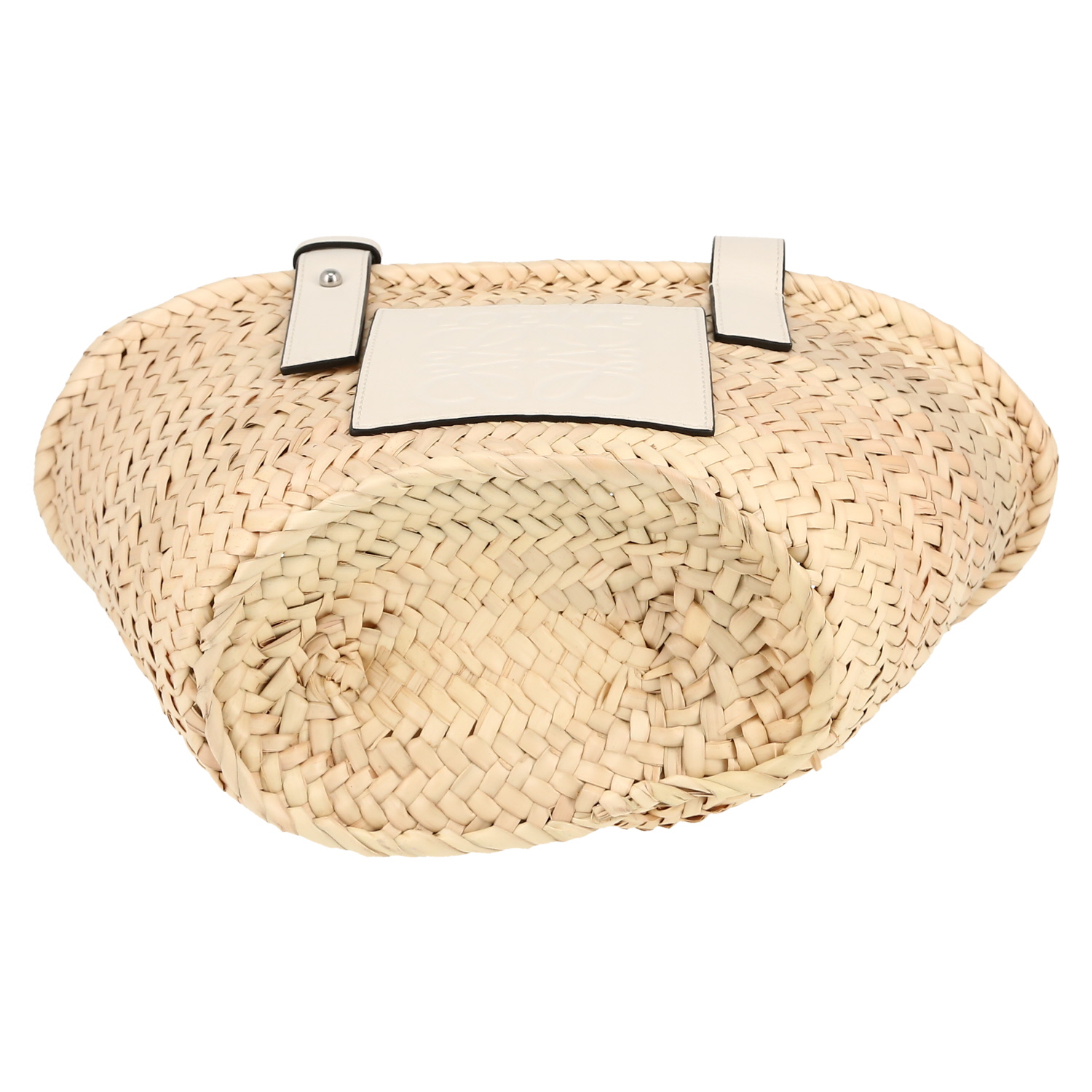 Loewe   shopping bag  raphia  and white leather - Detail D1