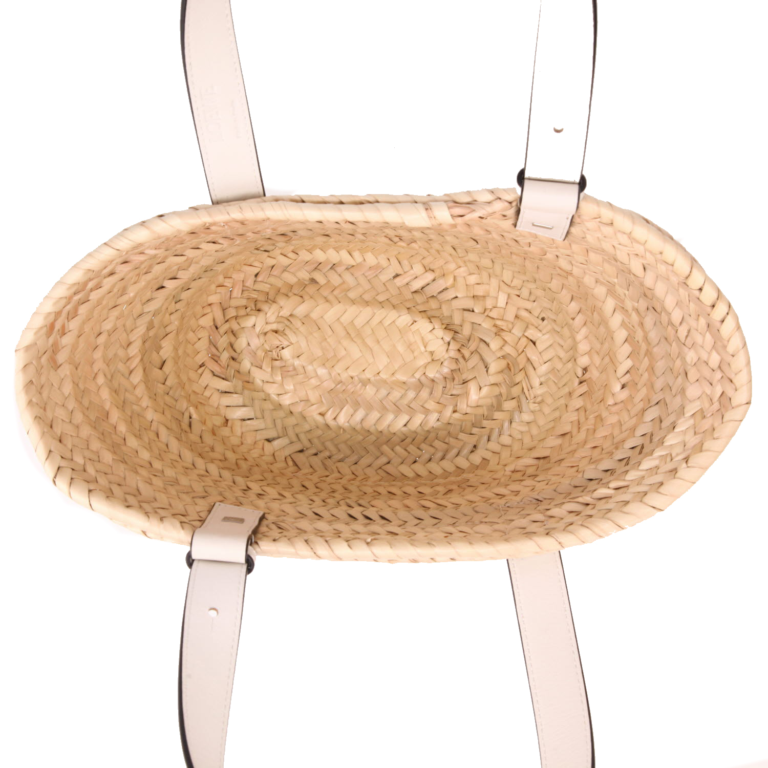 Bolso Cabás Loewe   en raffia y cuero blanco - Detail D3