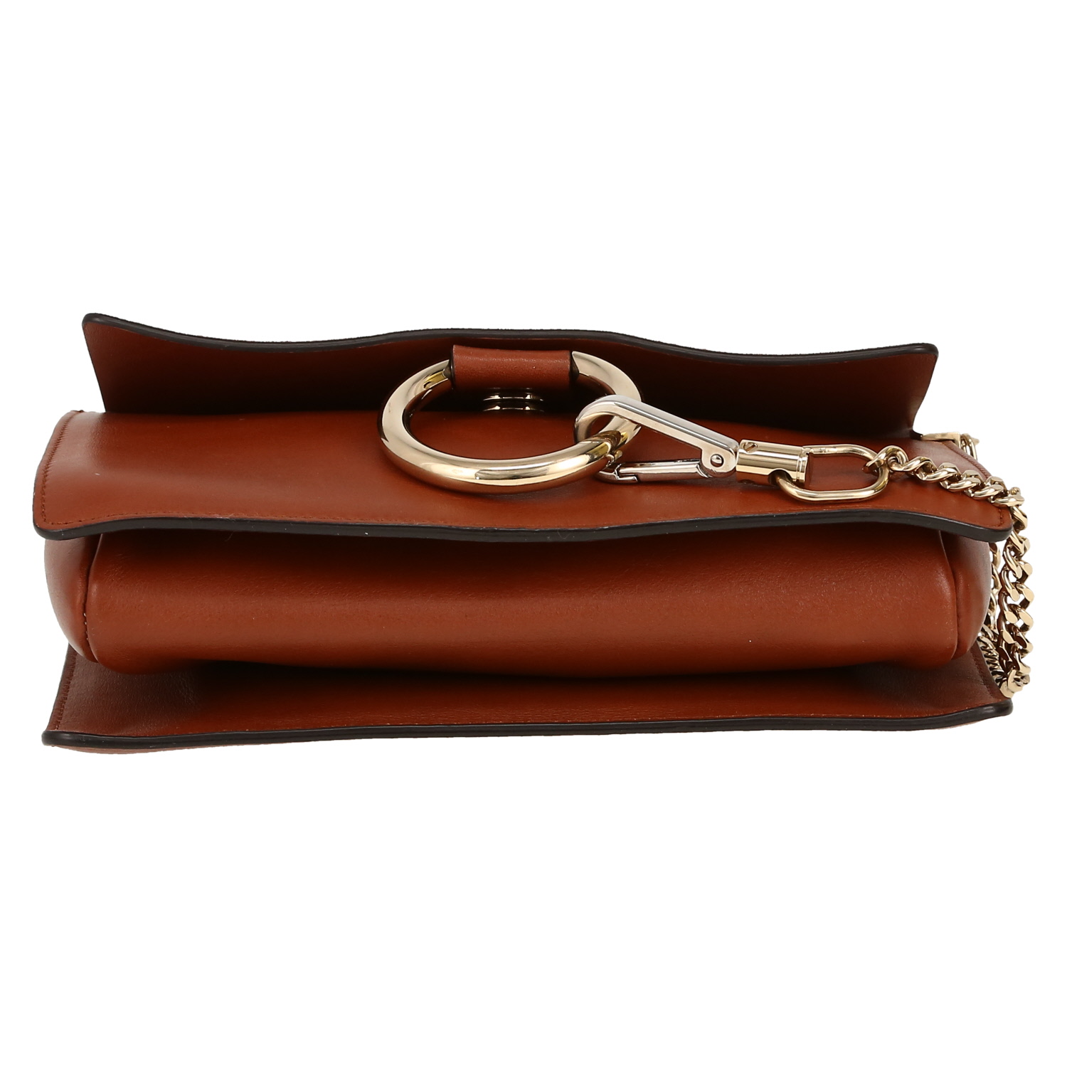 Chloé  Faye shoulder bag  in brown leather  and orange suede - Detail D1