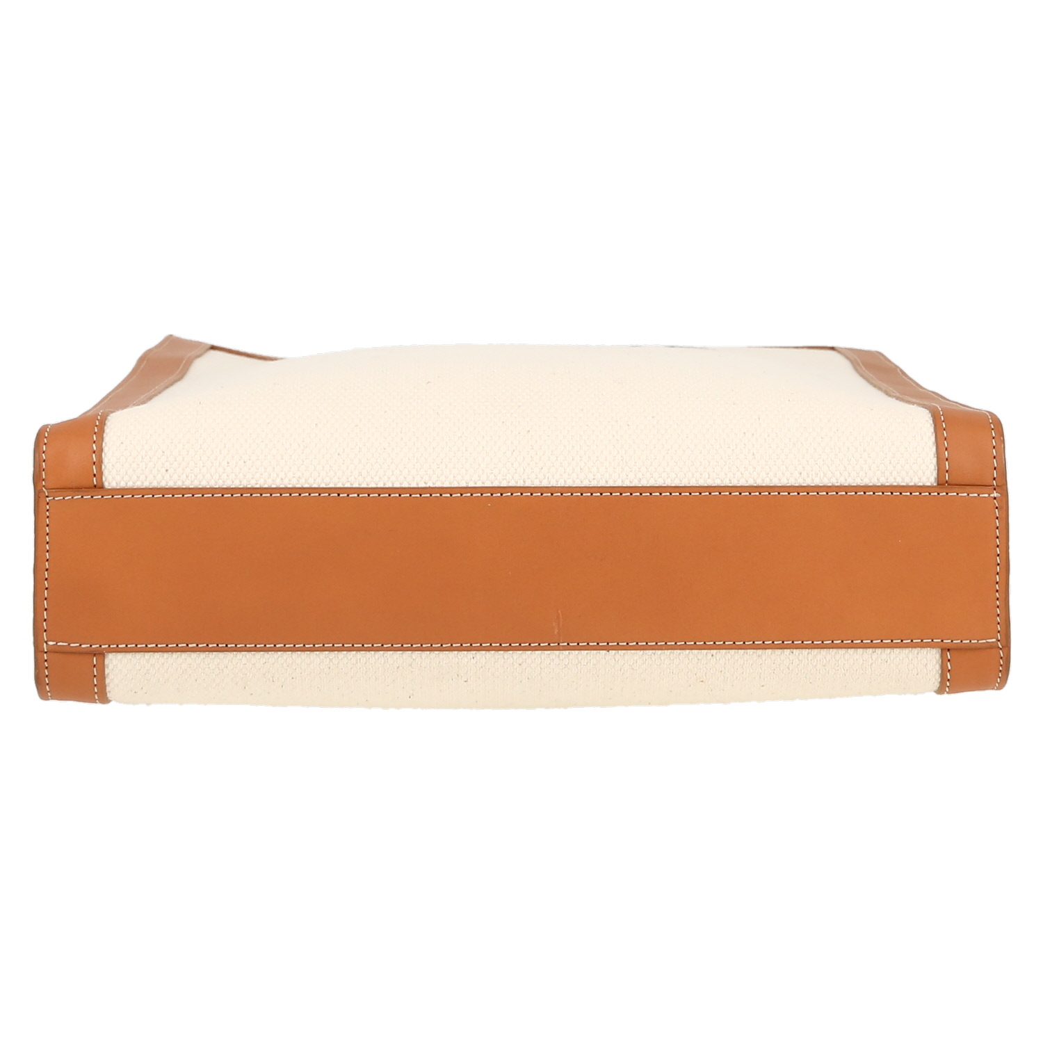 Sac cabas Celine  Vertical en toile beige et cuir marron - Detail D1
