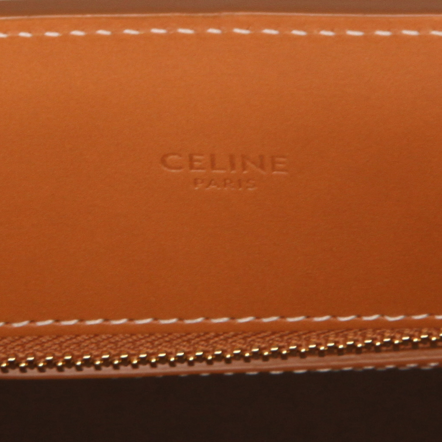 Shopping bag Celine  Vertical in tela beige e pelle marrone - Detail D2