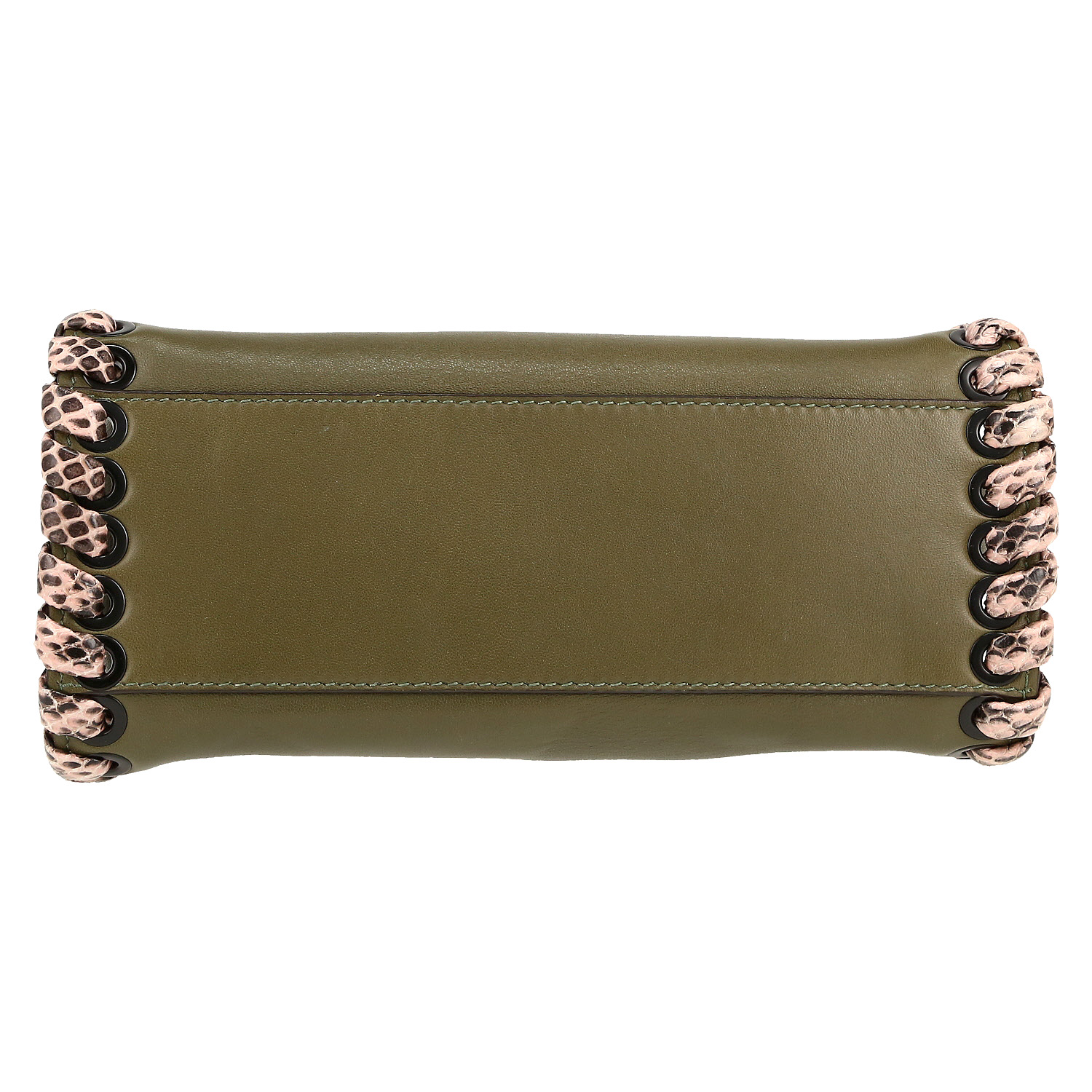 Borsa Fendi  Peekaboo in pelle verde kaki e pitone - Detail D1
