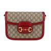 Gucci  1955 Horsebit shoulder bag  in beige monogram canvas  and red leather - 360 thumbnail