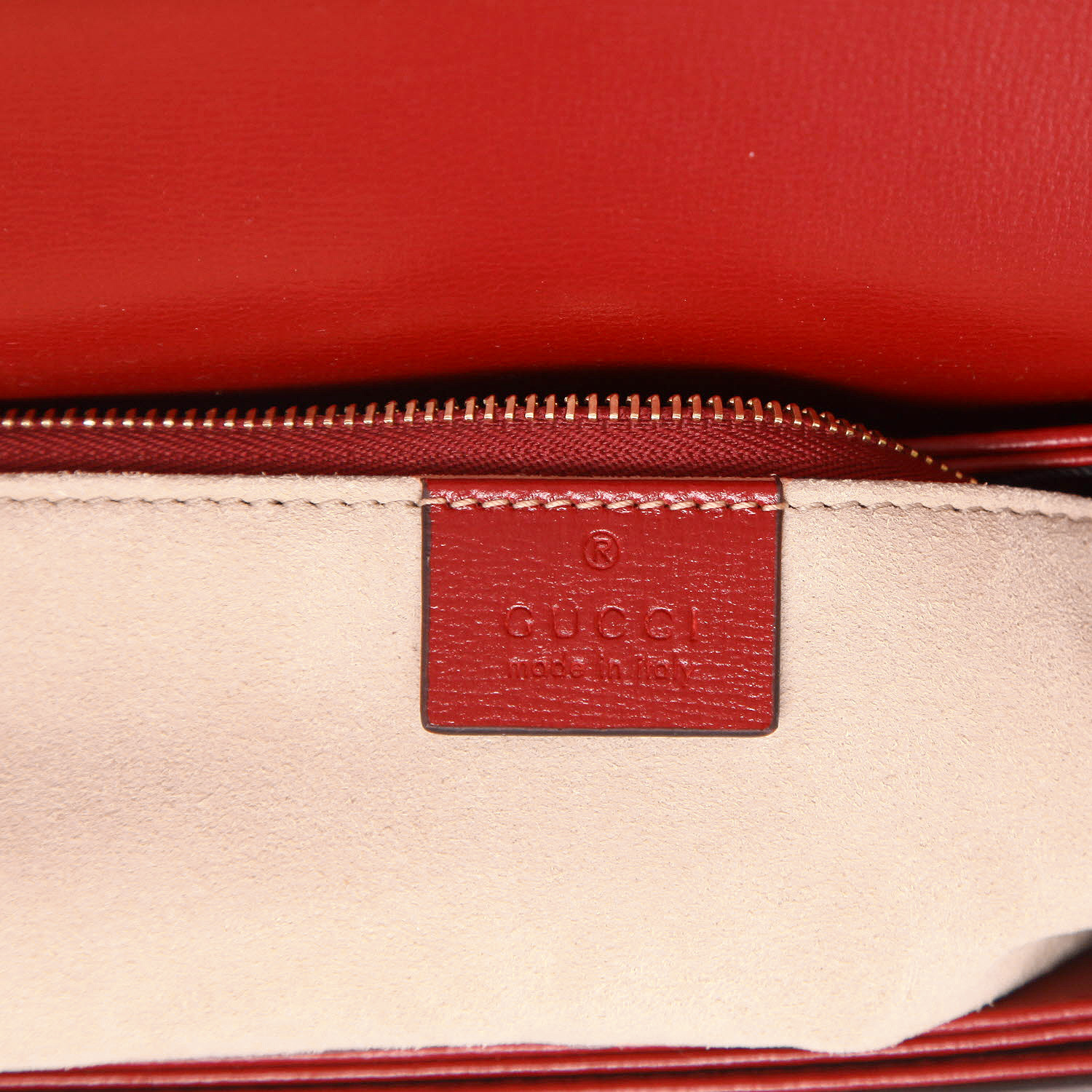 Gucci  1955 Horsebit shoulder bag  in beige monogram canvas  and red leather - Detail D2