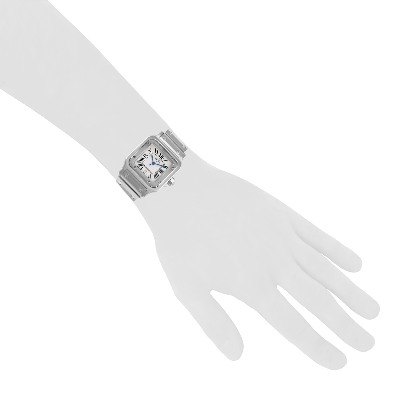 Cartier Santos Galbée  in stainless steel Ref: Cartier - 1564  Circa 1990 - Detail D1