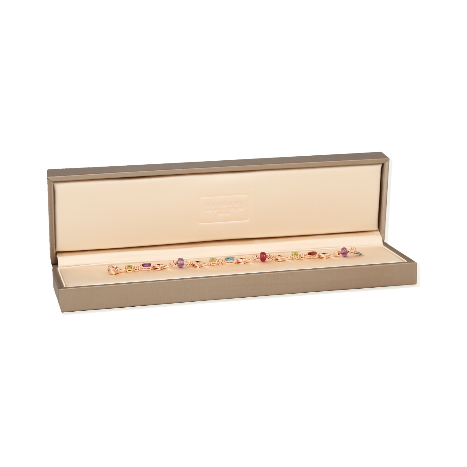 Bracciale Bulgari Divas' Dream in oro rosa, diamanti, ametiste, peridoti, rubelliti e topazi