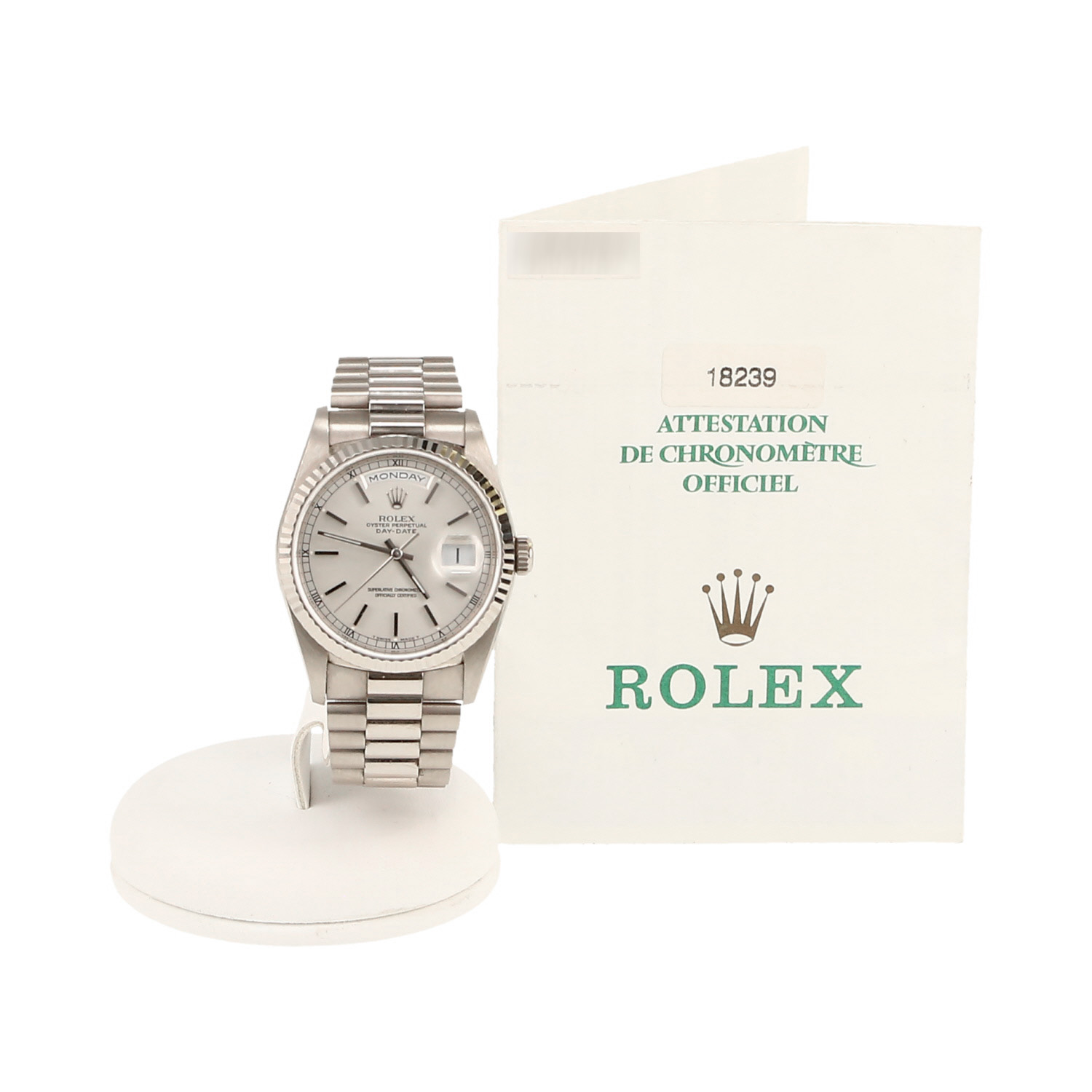 Rolex Day-Date  in white gold Ref: Rolex - 18239  Circa 2000 - Detail D2