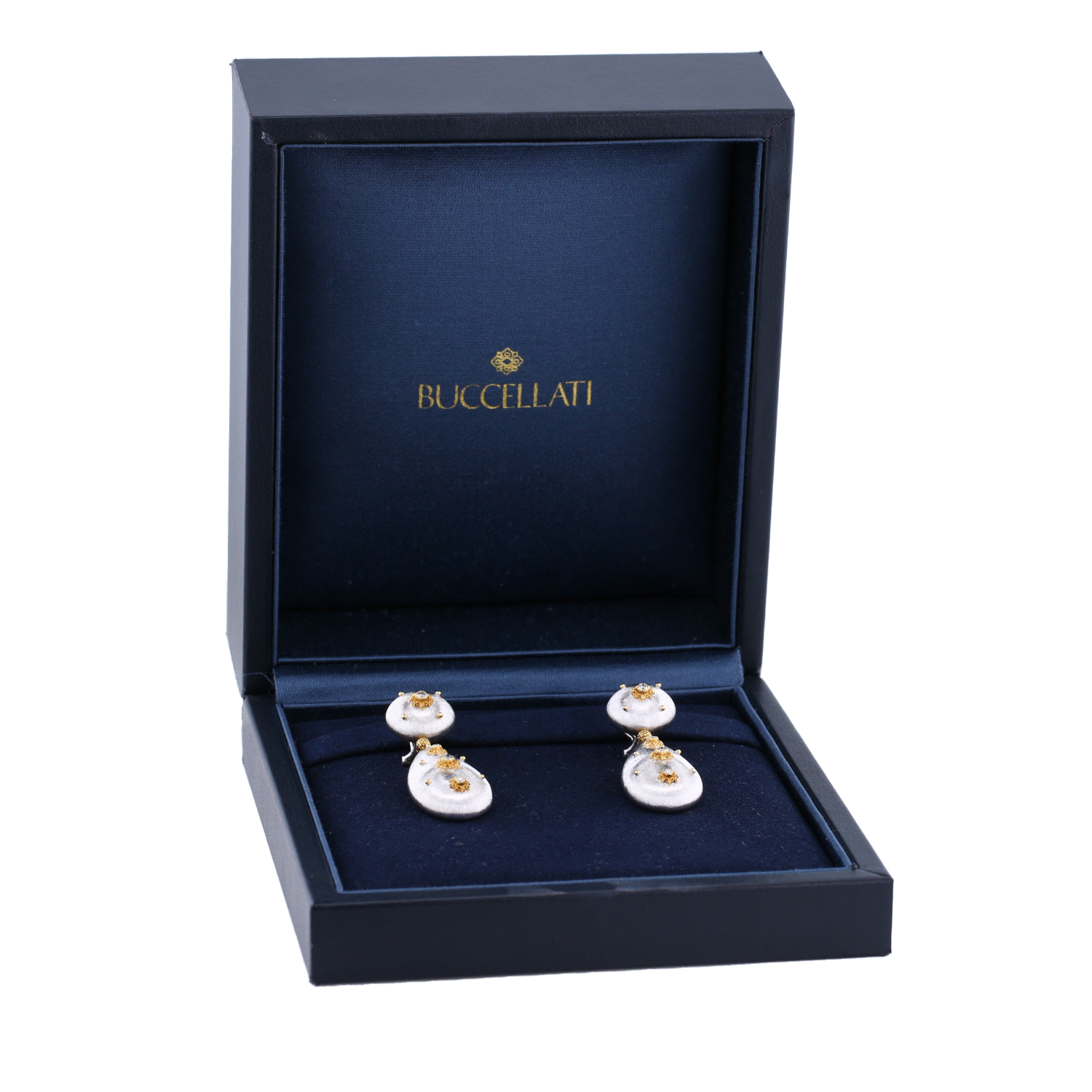 Pendientes Buccellati Macri Classica de oro blanco, oro amarillo y diamantes - Detail D2