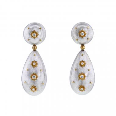 Buccellati Macri Classica earrings in white gold, yellow gold and diamonds