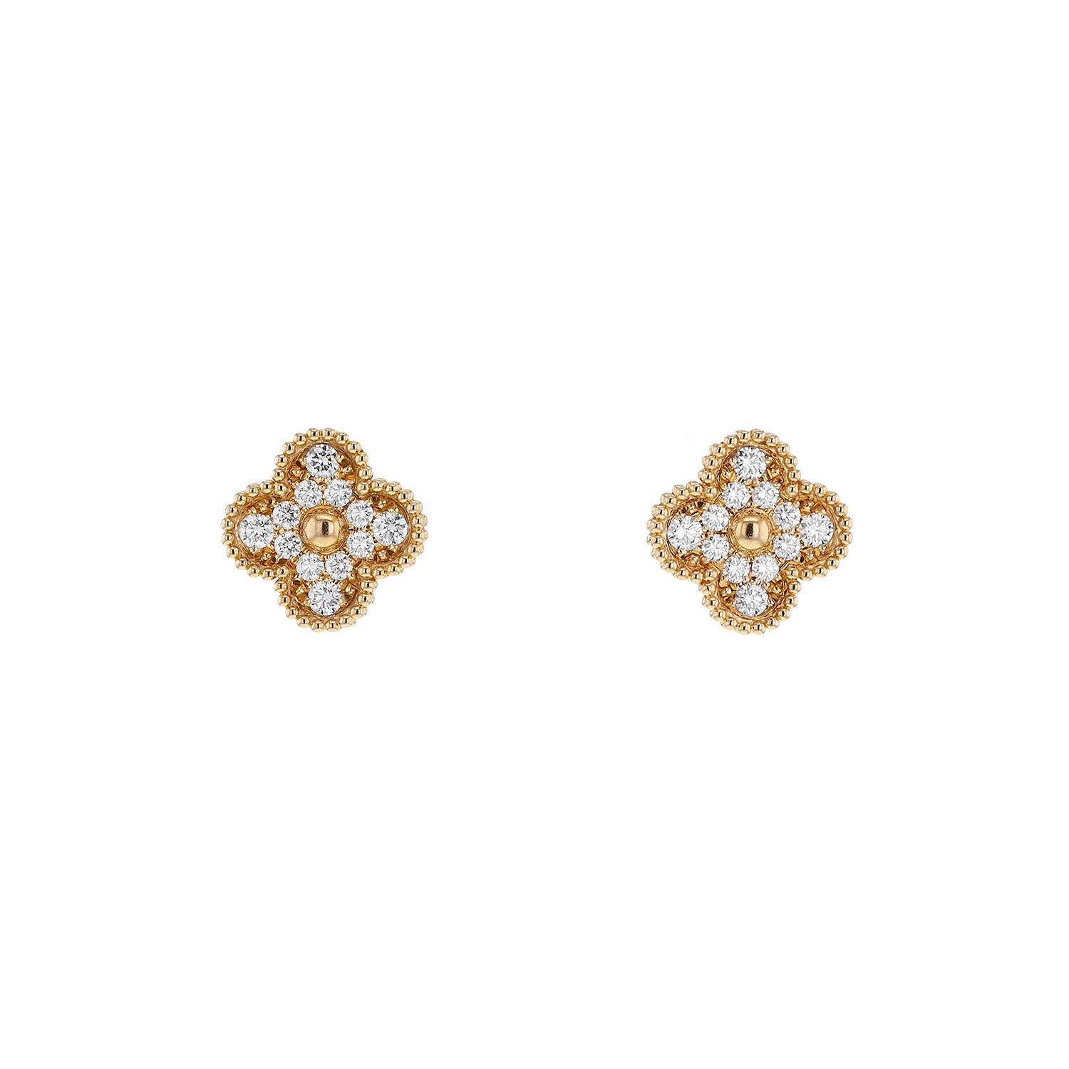 Alhambra Earrings In Pink And Diamonds