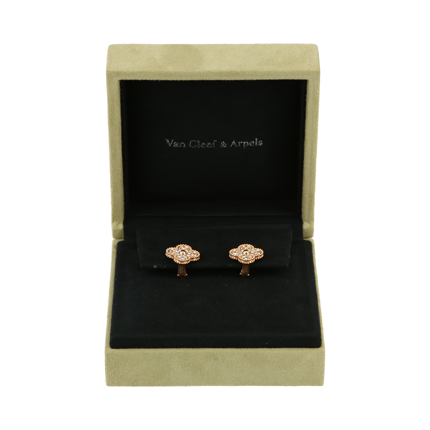 Orecchini Van Cleef & Arpels Vintage Alhambra in oro rosa e diamanti - Detail D2