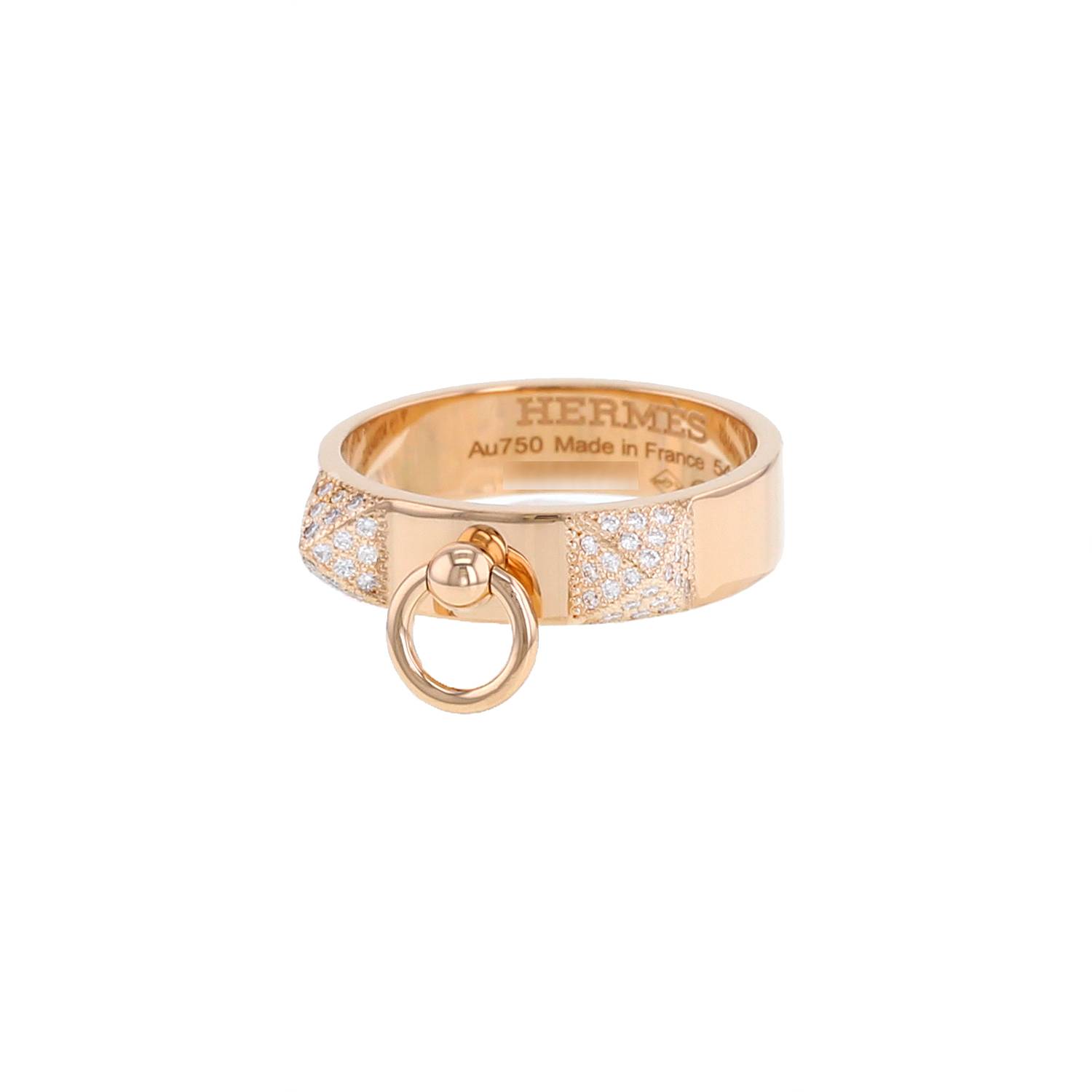 bague hermès collier de chien petit modèle en or rose et diamants