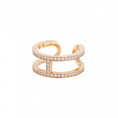 Open Hermès Ever Chaîne D'ancre ring in pink gold and diamonds