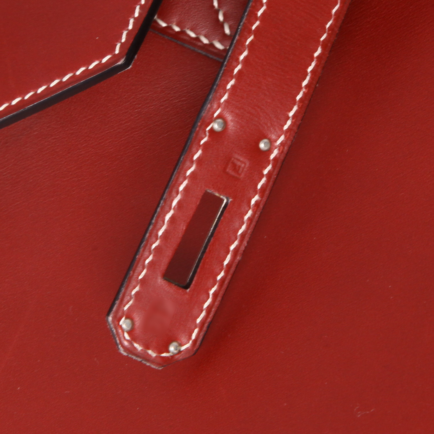 Bolso de mano Hermès  Birkin 35 cm en cuero Chamonix rojo H - Detail D4