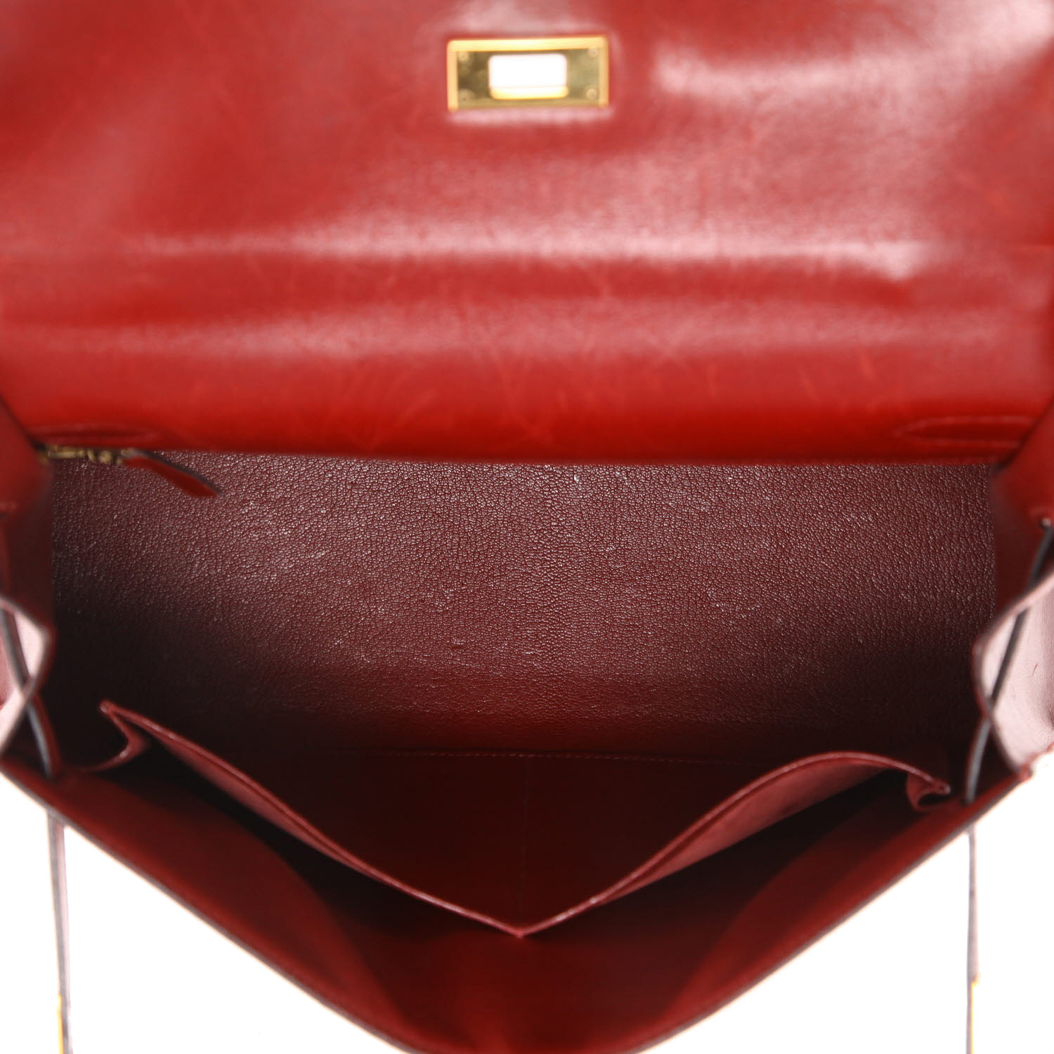 Hermès  Kelly 32 cm handbag  in red box leather - Detail D3