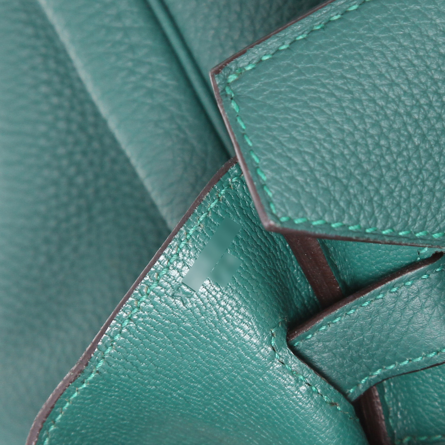 Hermès  Birkin 35 cm handbag  in vert vertigo leather taurillon clémence - Detail D4