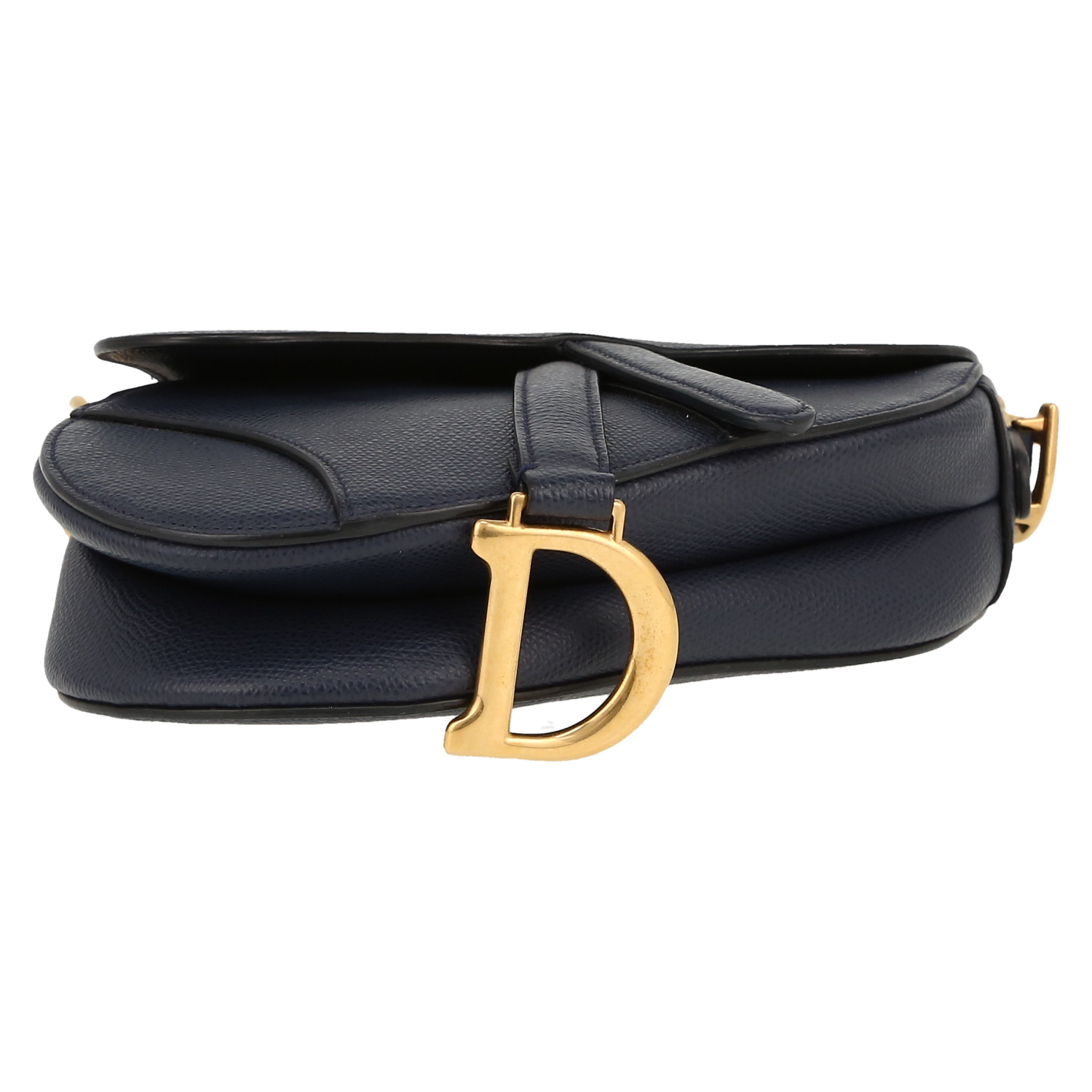 Dior  Saddle mini  handbag  in navy blue grained leather - Detail D1