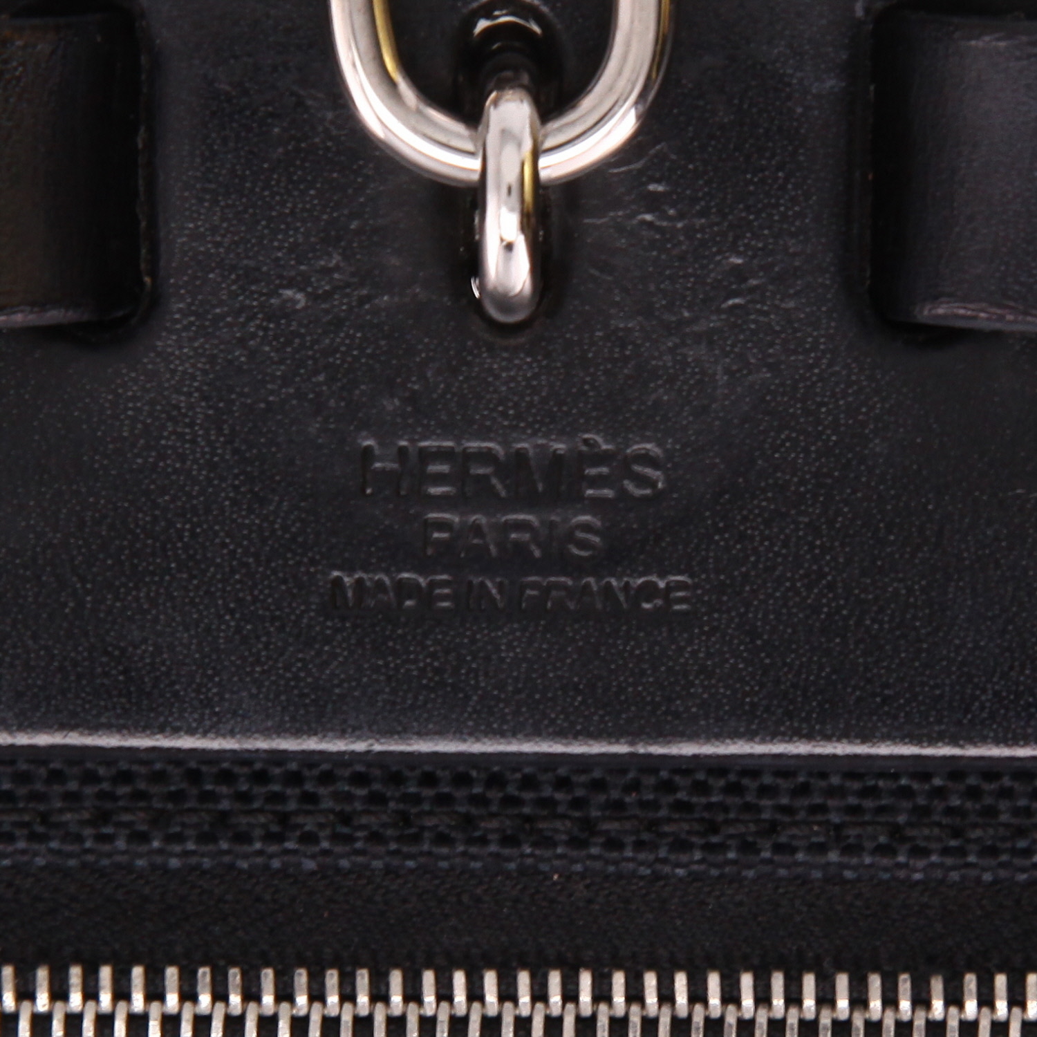 Sac porté épaule ou main Hermès  Herbag en toile noire et vache Hunter noire - Detail D2