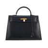 Hermès  Kelly 35 cm handbag  in navy blue box leather - 360 thumbnail