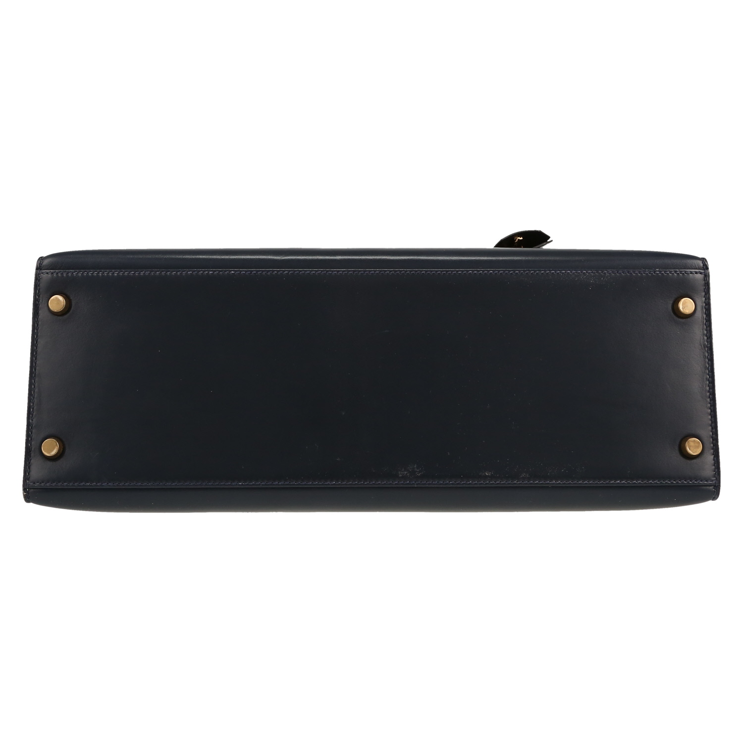 Hermès  Kelly 35 cm handbag  in navy blue box leather - Detail D1